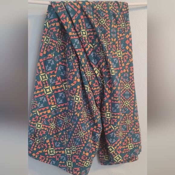 LuLaRoe Tall Curvy TC Leggings blue orange geometric design - Picture 1 of 9